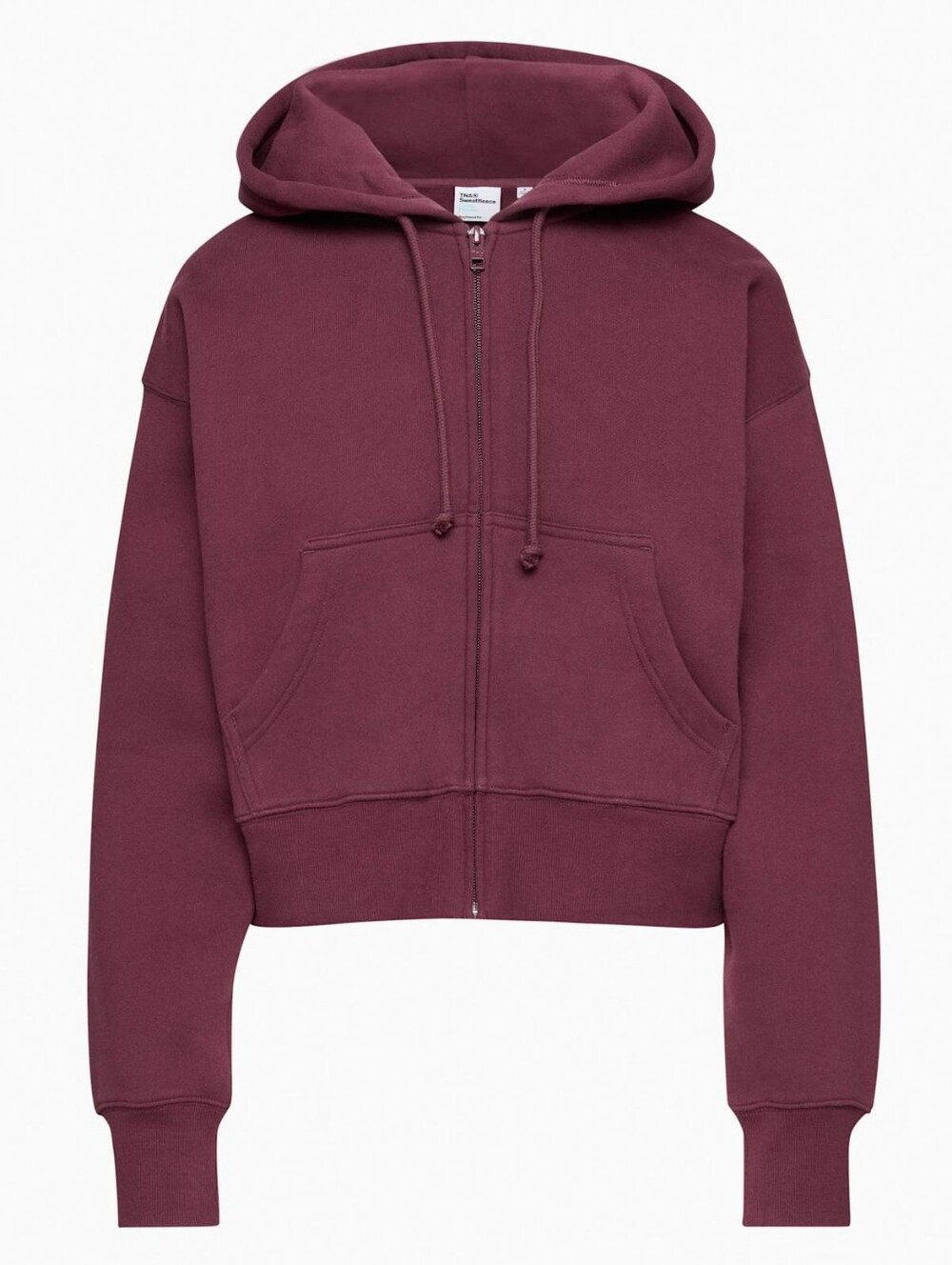 Aritzia TnaCozy Sweatfleece Boyfriend Boxy Zip Hoodie XS In Spiced Burgundy